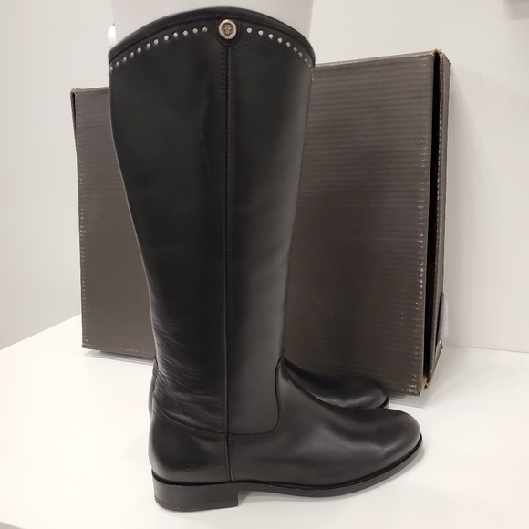 Frye Woman's Melissa Button Stud Black Leather Boot US 6.5M - Picture 6 of 9